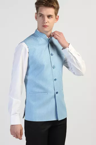 Light blue striped waistcoat