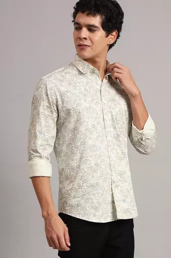 Mens white printed shirt