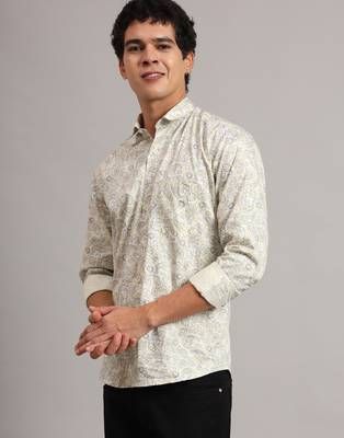 Mens white printed shirt 5