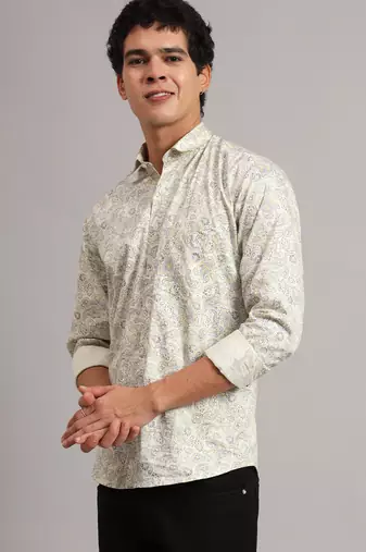 Mens white printed shirt