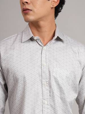 Brown printed formal shirt 4