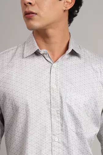 Brown printed formal shirt