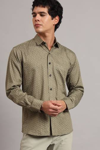 Men brown printed shirt