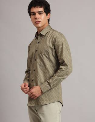 Men brown printed shirt 2