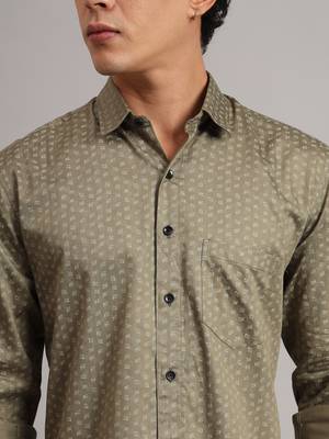 Men brown printed shirt 4
