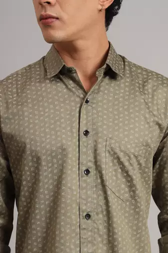 Men brown printed shirt