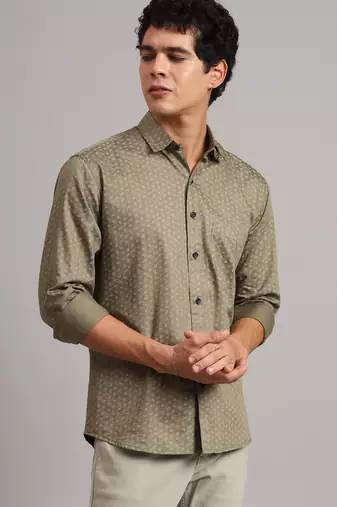 Men brown printed shirt
