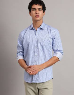 Men blue printed shirt 1