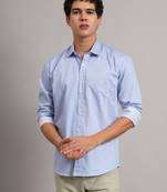 Men blue printed shirt