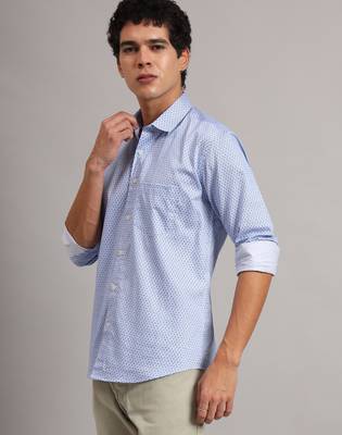 Men blue printed shirt 2
