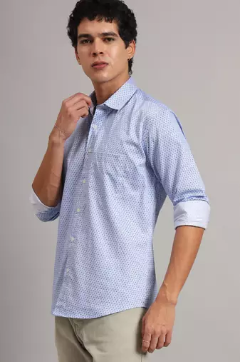 Men blue printed shirt