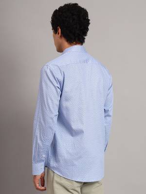 Men blue printed shirt 3