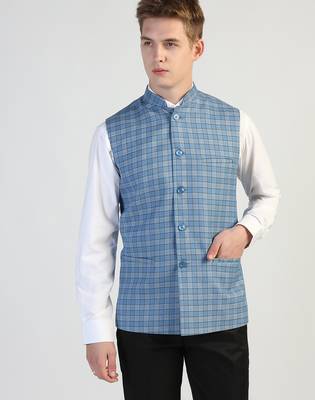 Blue checked waistcoat 1