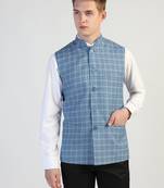 Blue checked waistcoat