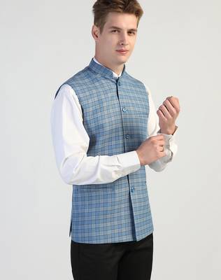 Blue checked waistcoat 2