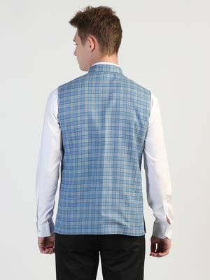 Blue checked waistcoat 3