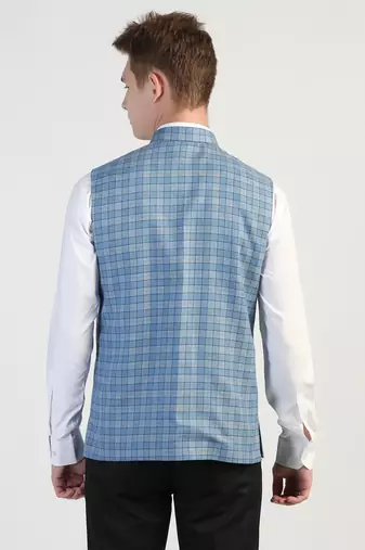Blue checked waistcoat
