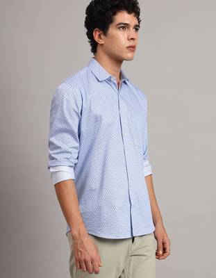 Men blue printed shirt 5
