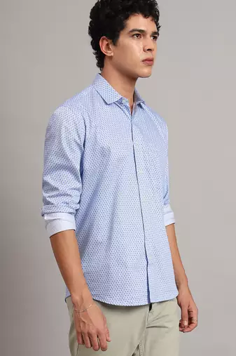 Men blue printed shirt