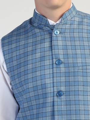 Blue checked waistcoat 4