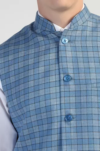 Blue checked waistcoat