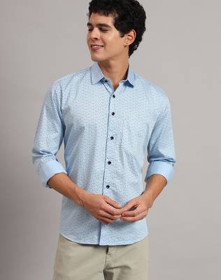 Men light blue printed shirt 1