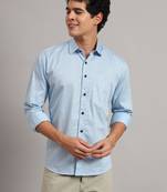Men light blue printed shirt