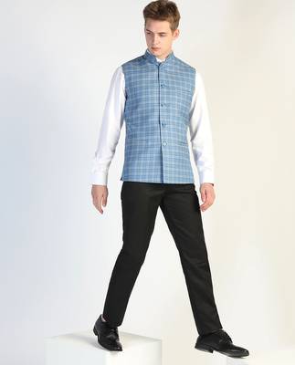 Blue checked waistcoat 5