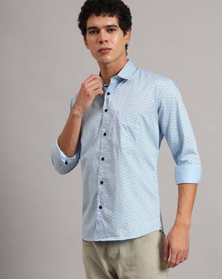 Men light blue printed shirt 2