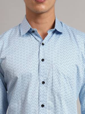 Men light blue printed shirt 4