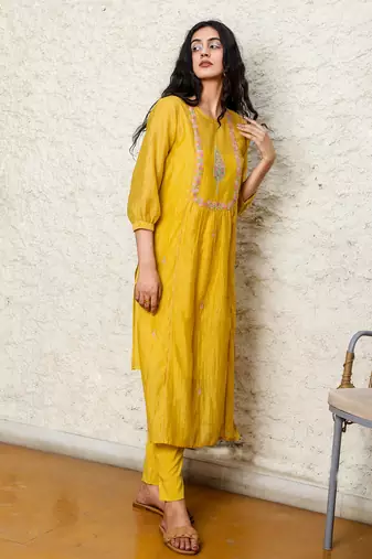 Mustard cyprus kurta set