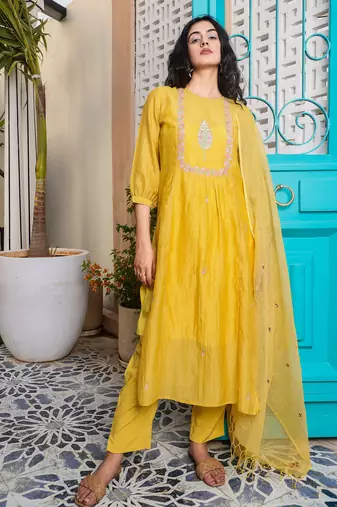 Mustard cyprus kurta set