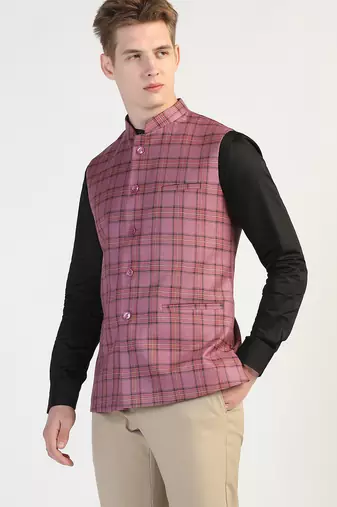 Purple checked waistcoat