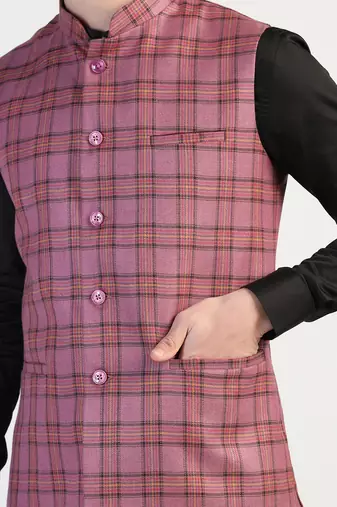 Purple checked waistcoat