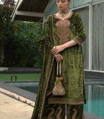 Unstitched Green Designer Velvet Pakistani Suit Set