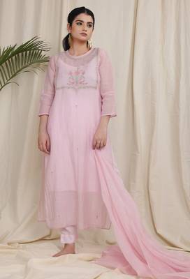 Pink embroidered kurta set 3