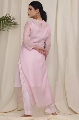 Pink embroidered kurta set
