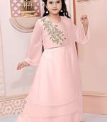 Light pink embroidered cotton silk a line lehenga choli dupatta