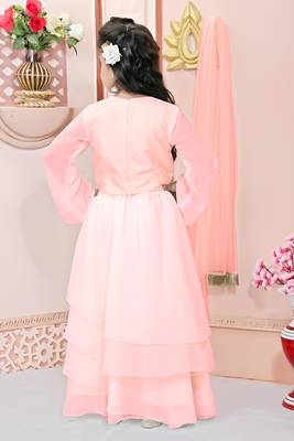 Light pink embroidered cotton silk a line lehenga choli dupatta 2