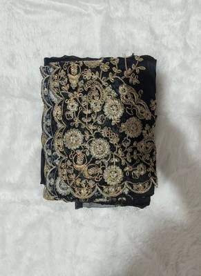 Black Color Jimmy Choo Floral Hand Embroidery Saree 5