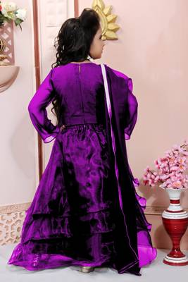 Purple embroidered cotton silk a line lehenga choli dupatta 3