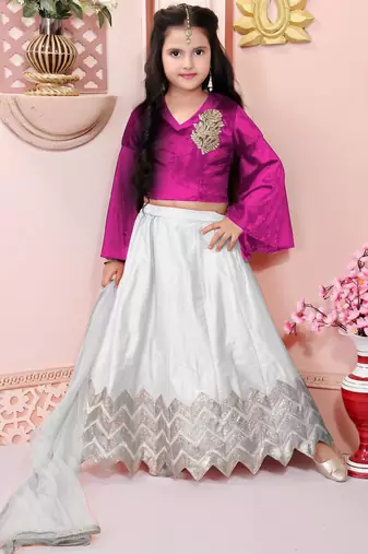Pink embroidered velvet a line lehenga choli dupatta