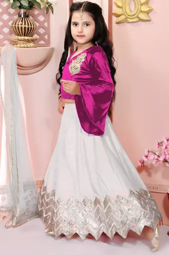 Pink embroidered velvet a line lehenga choli dupatta