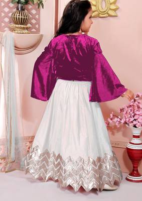 Pink embroidered velvet a line lehenga choli dupatta 4