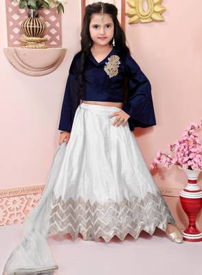 Navy blue embroidered velvet a line lehenga choli dupatta 1