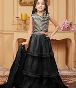Black embroidered art silk a line lehenga choli dupatta