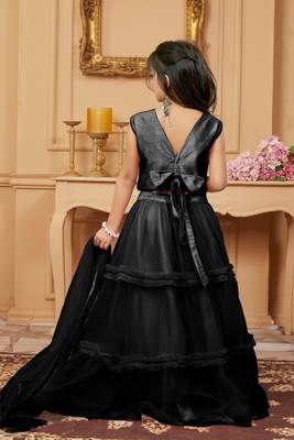 Black embroidered art silk a line lehenga choli dupatta 3
