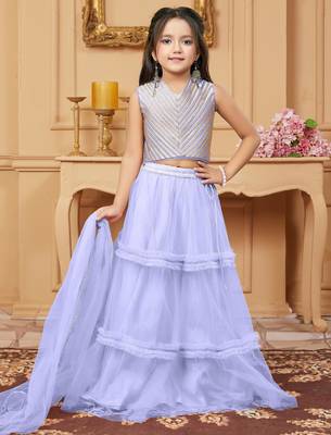 Light purple embroidered art silk a line lehenga choli dupatta 1