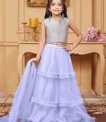 Light purple embroidered art silk a line lehenga choli dupatta