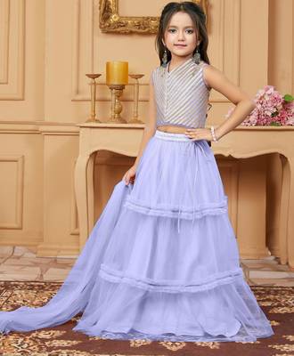 Light purple embroidered art silk a line lehenga choli dupatta 2